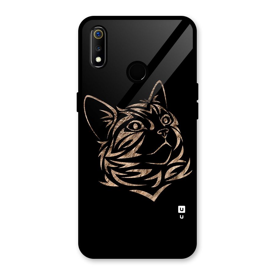 Tribal Cat Glass Back Case for Realme 3i