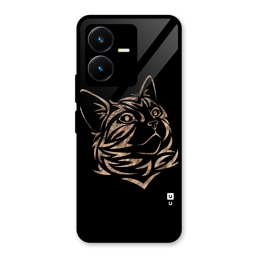 Tribal Cat Glass Back Case for Vivo Y22s
