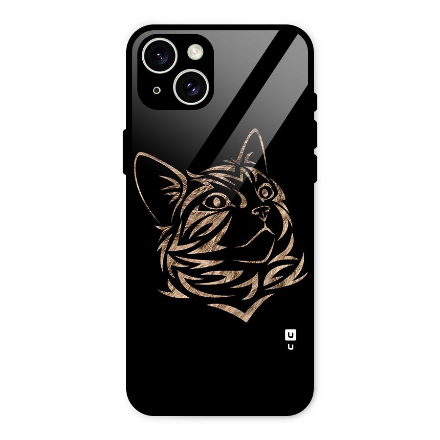 Tribal Cat Glass Back Case for iPhone 15 Plus