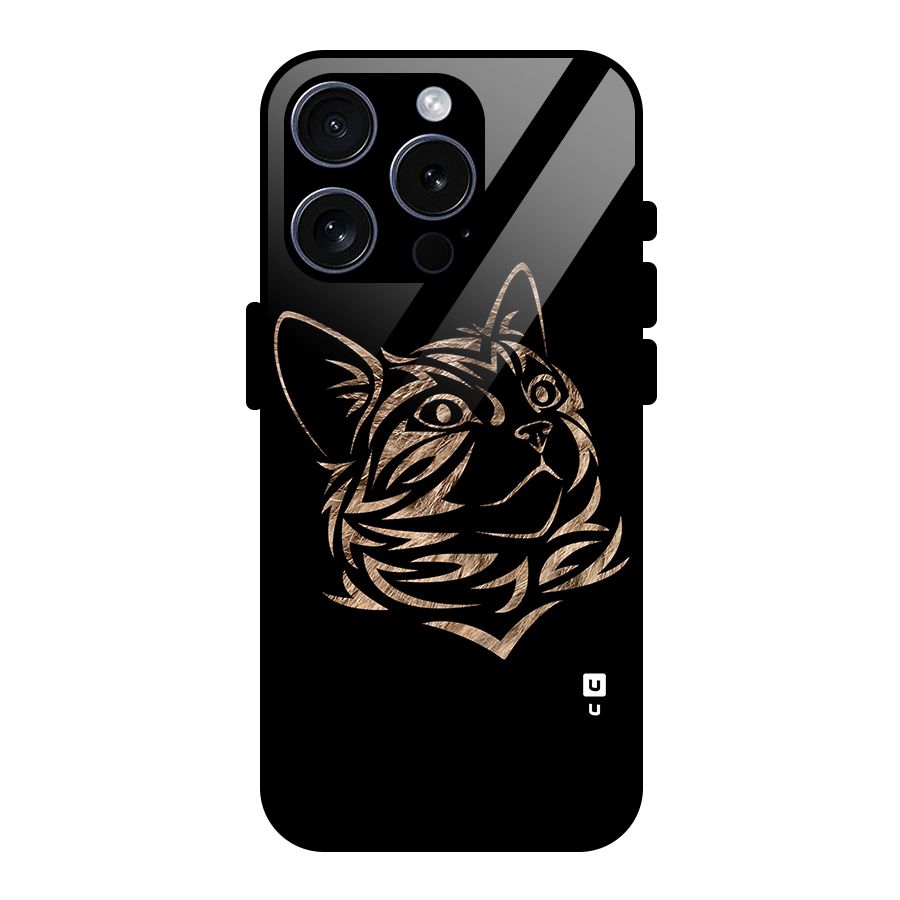 Tribal Cat Glass Back Case for iPhone 15 Pro