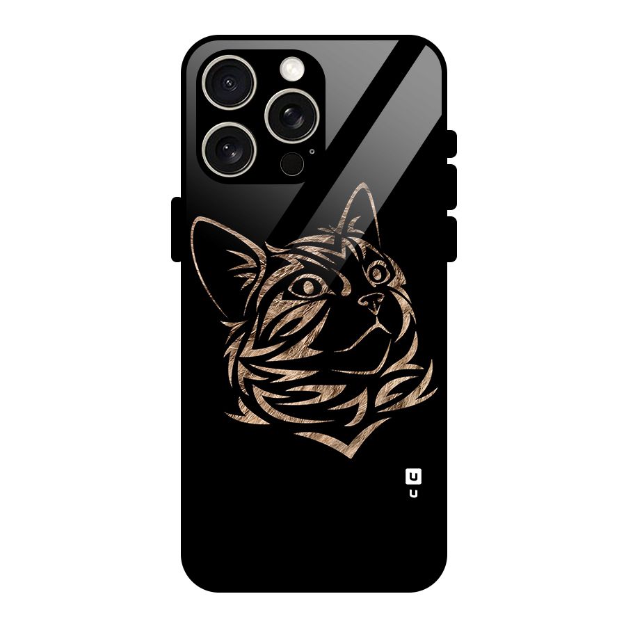 Tribal Cat Glass Back Case for iPhone 15 Pro Max