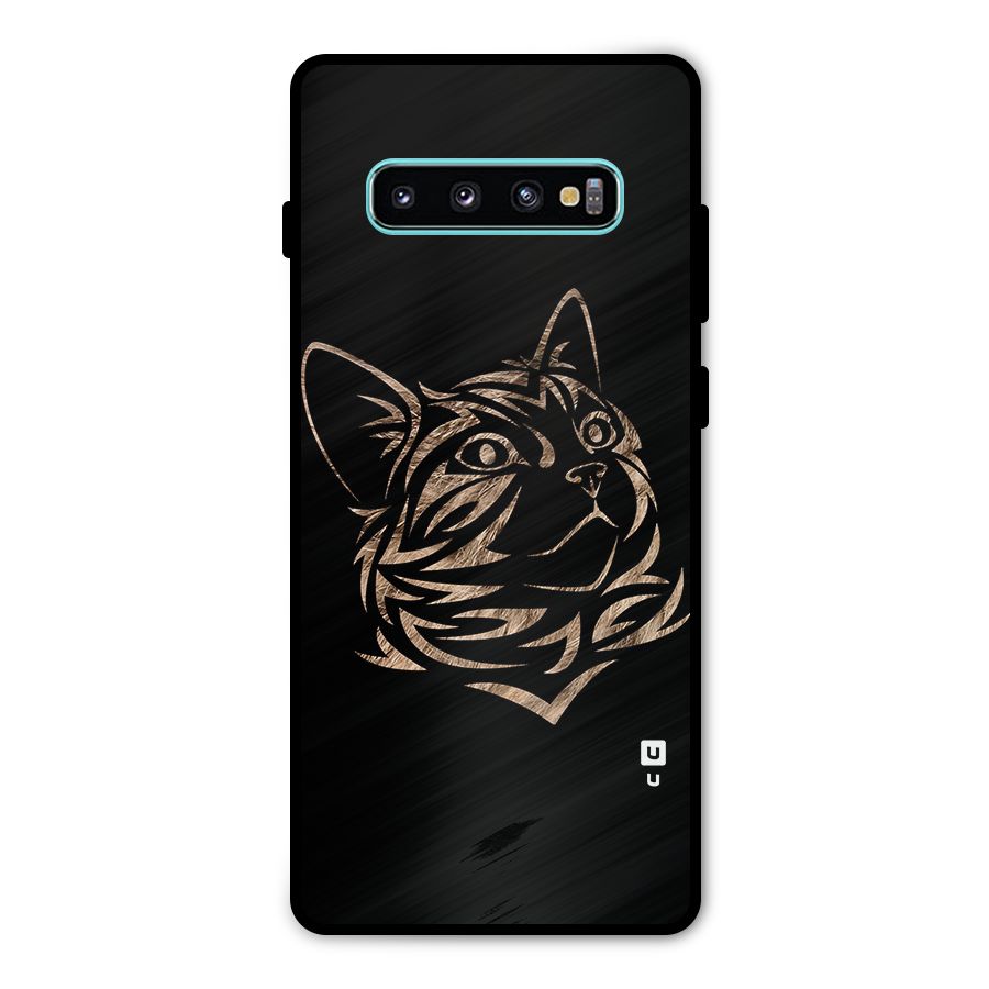 Tribal Cat Metal Back Case for Galaxy S10 Plus