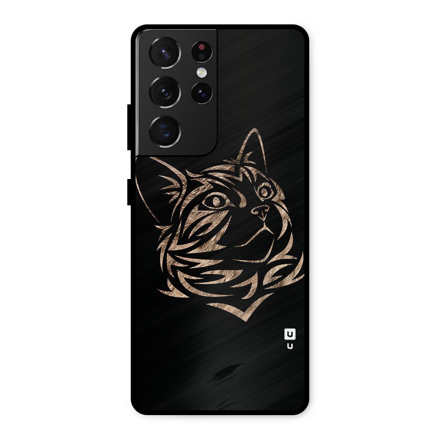 Tribal Cat Metal Back Case for Galaxy S21 Ultra 5G