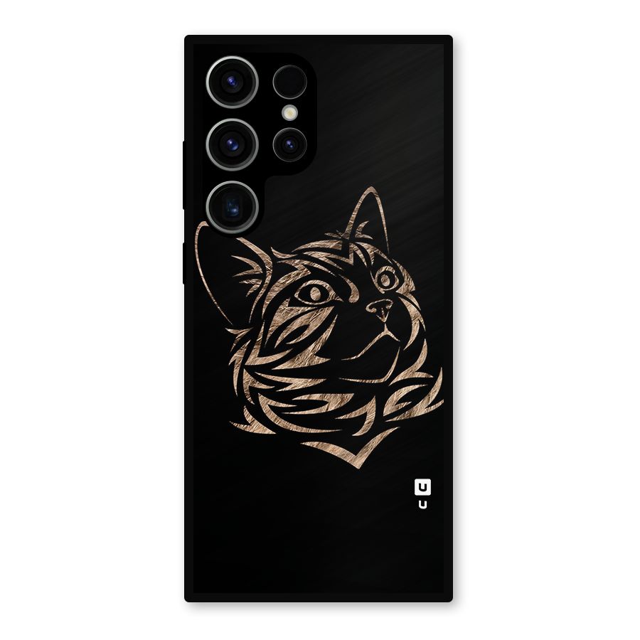 Tribal Cat Metal Back Case for Galaxy S23 Ultra
