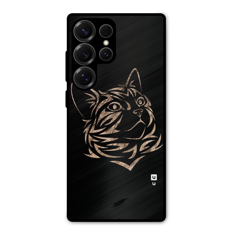 Tribal Cat Metal Back Case for Galaxy S25 Ultra