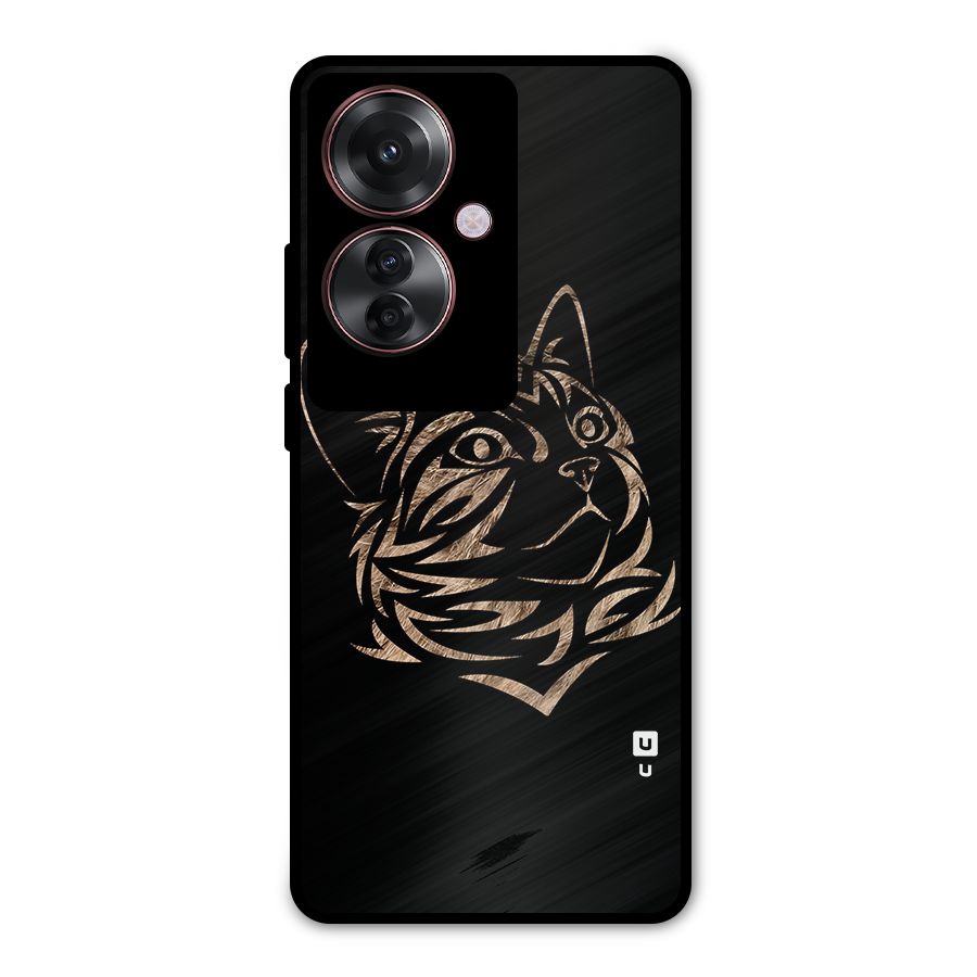 Tribal Cat Metal Back Case for Oppo F25 Pro