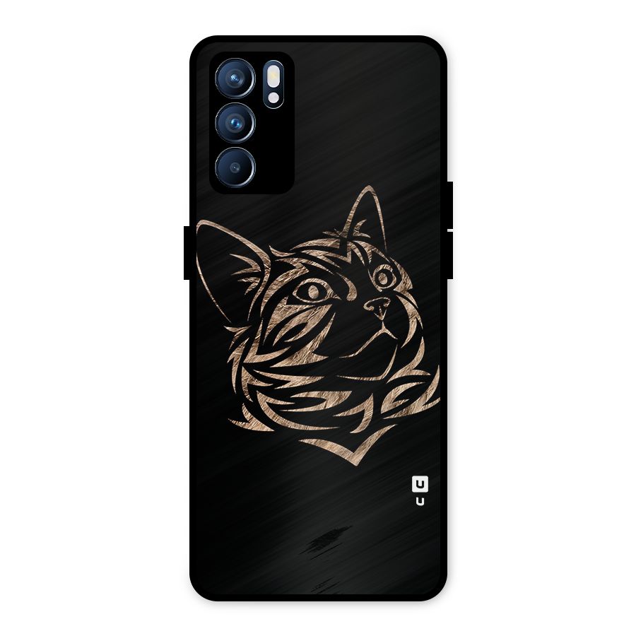 Tribal Cat Metal Back Case for Oppo Reno6 5G