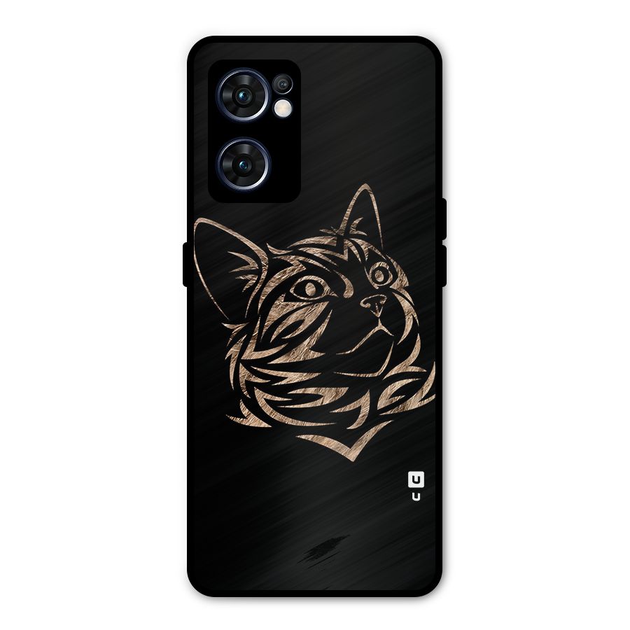 Tribal Cat Metal Back Case for Oppo Reno7 5G