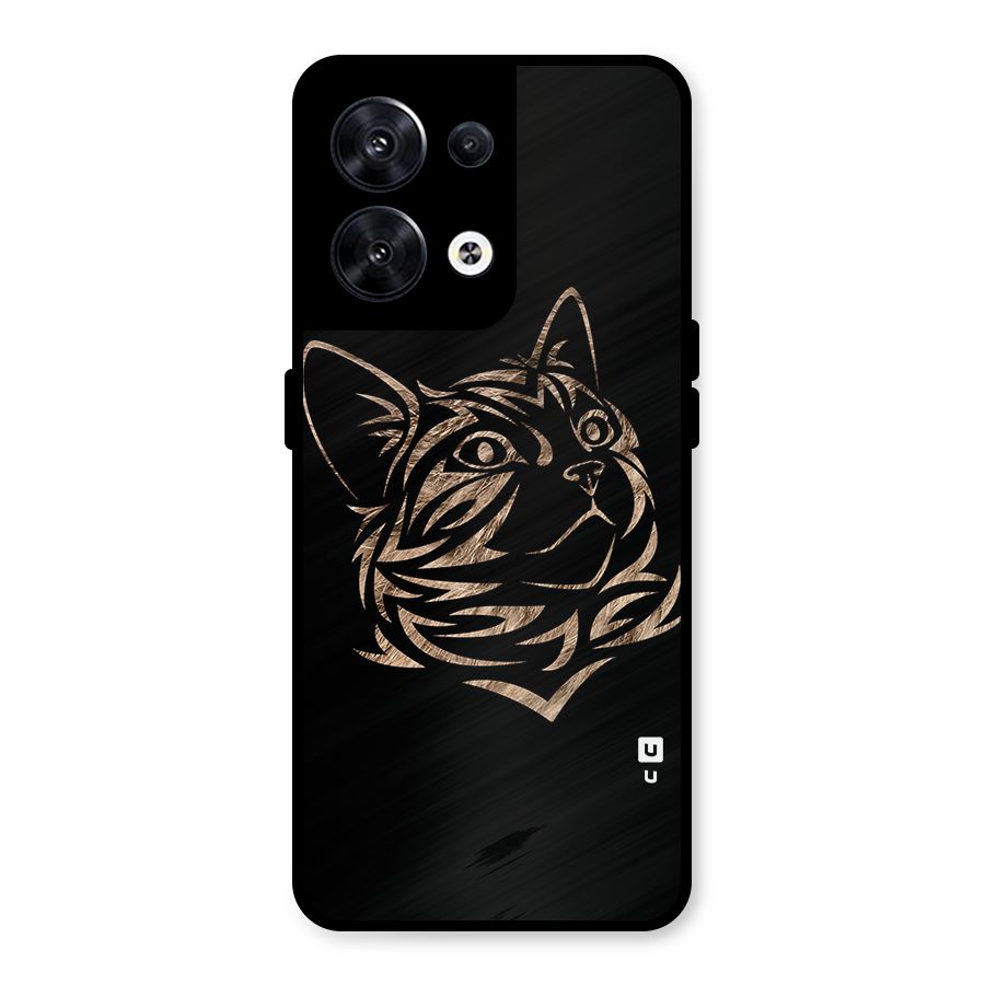 Tribal Cat Metal Back Case for Oppo Reno8 5G