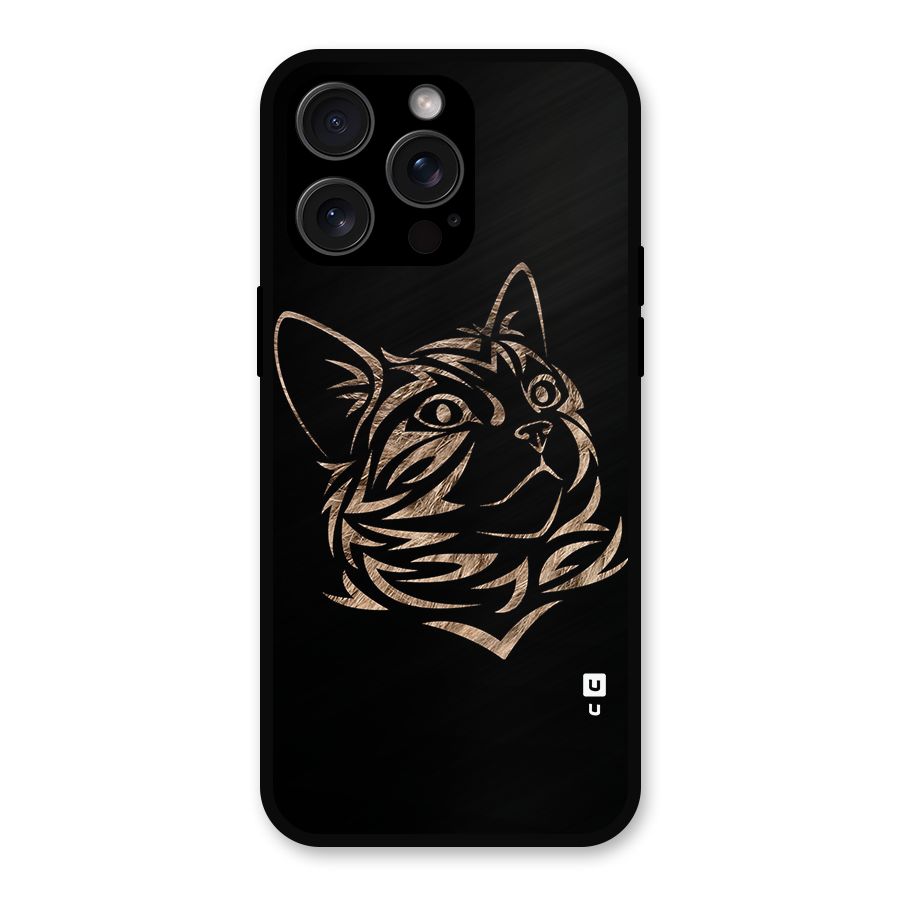 Tribal Cat Metal Back Case for iPhone 15 Pro Max