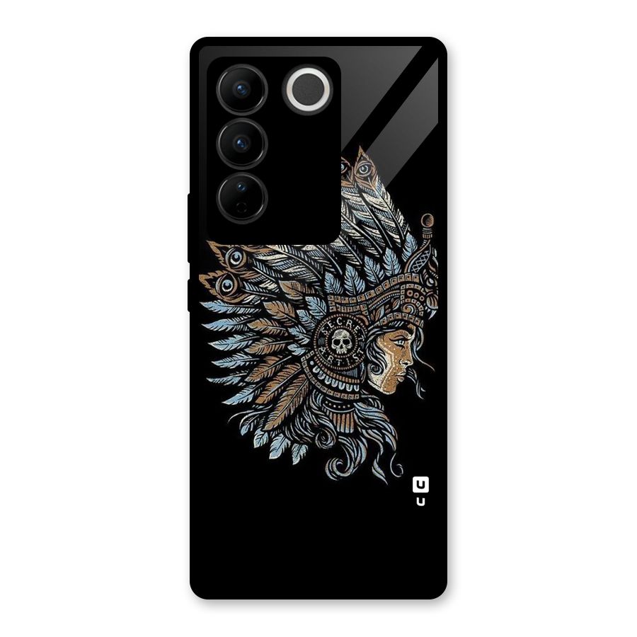 Tribal Design Glass Back Case for Vivo V27 Pro