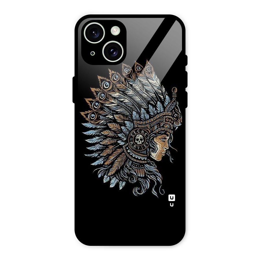 Tribal Design Glass Back Case for iPhone 15 Plus