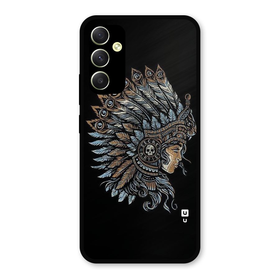Tribal Design Metal Back Case for Galaxy A34