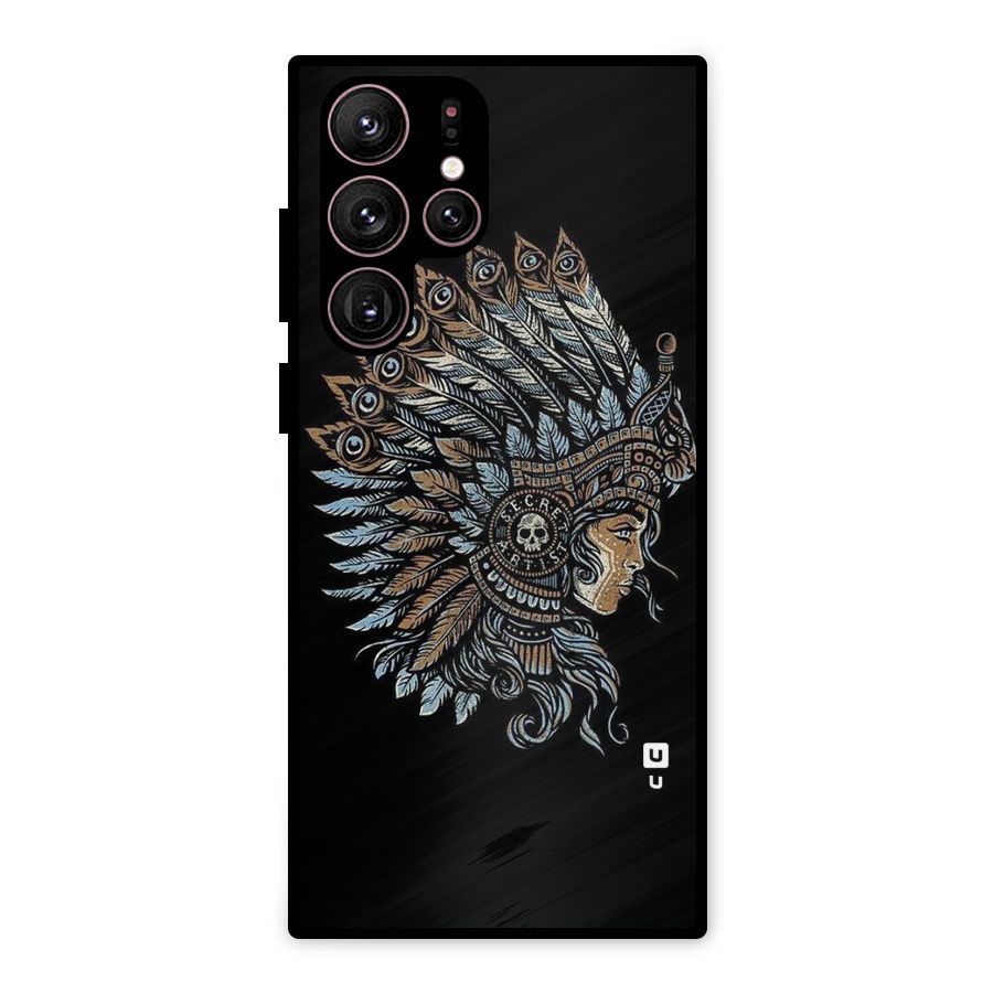 Tribal Design Metal Back Case for Galaxy S22 Ultra 5G