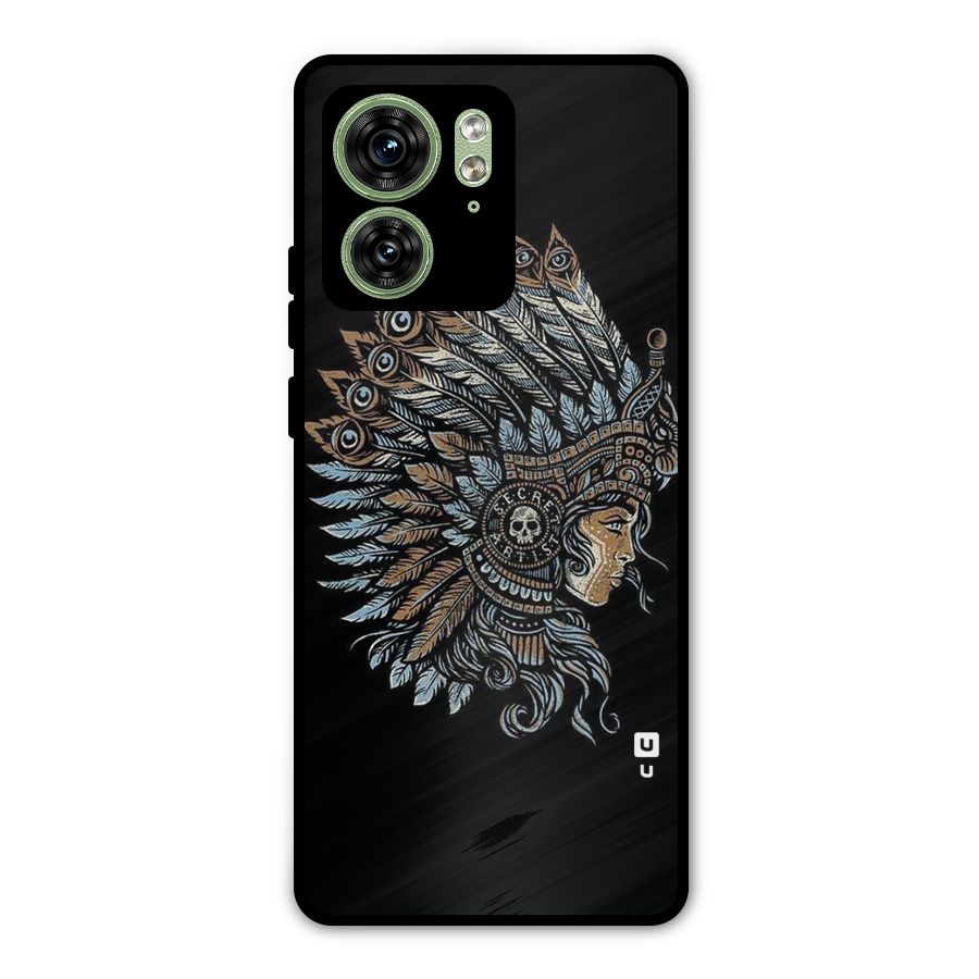 Tribal Design Metal Back Case for Motorola Edge 40 5G