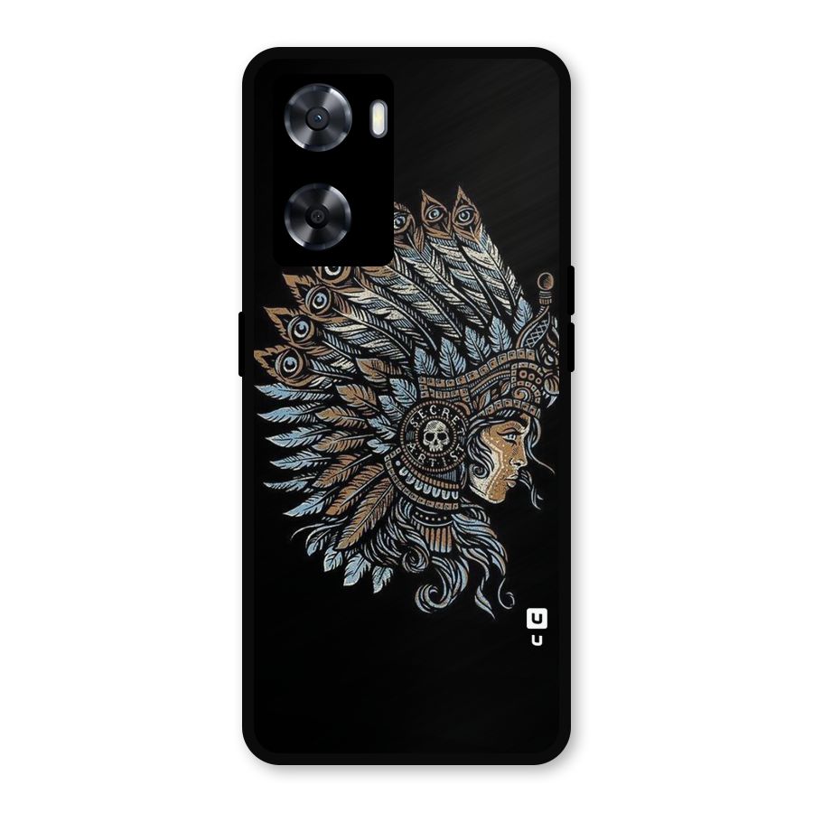 Tribal Design Metal Back Case for Oppo A57 2022