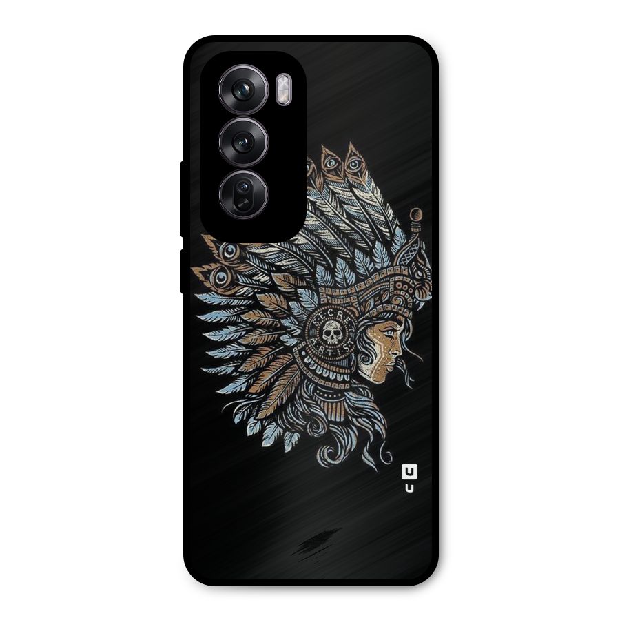 Tribal Design Metal Back Case for Oppo Reno12 Pro