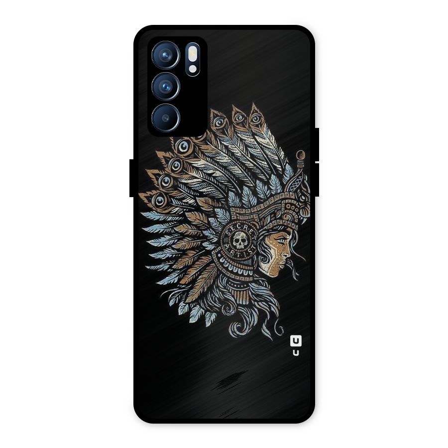 Tribal Design Metal Back Case for Oppo Reno6 5G