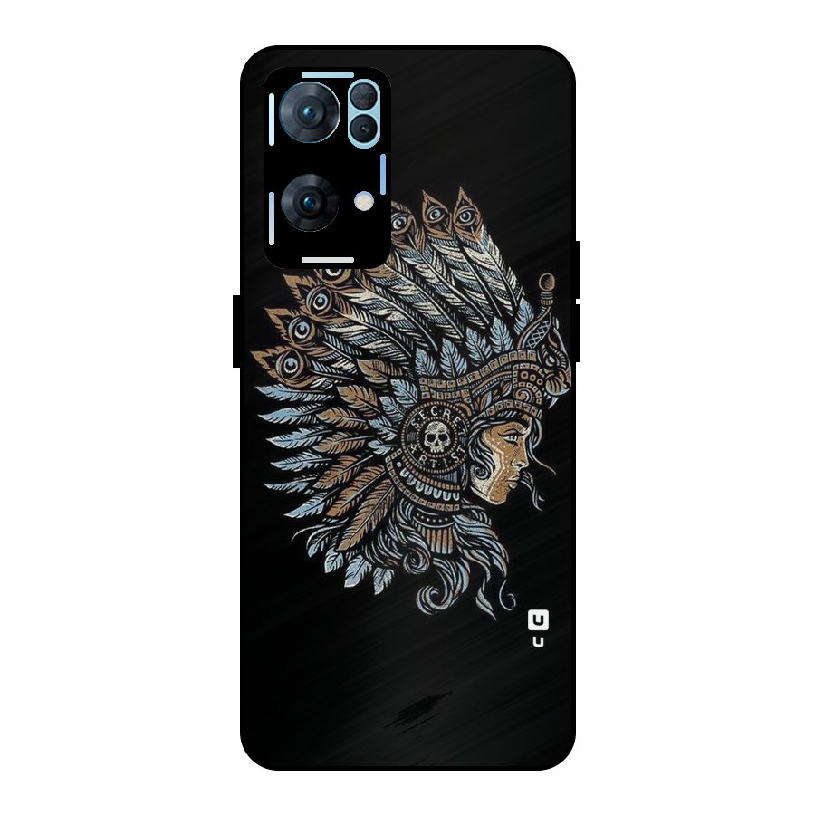 Tribal Design Metal Back Case for Oppo Reno7 Pro 5G
