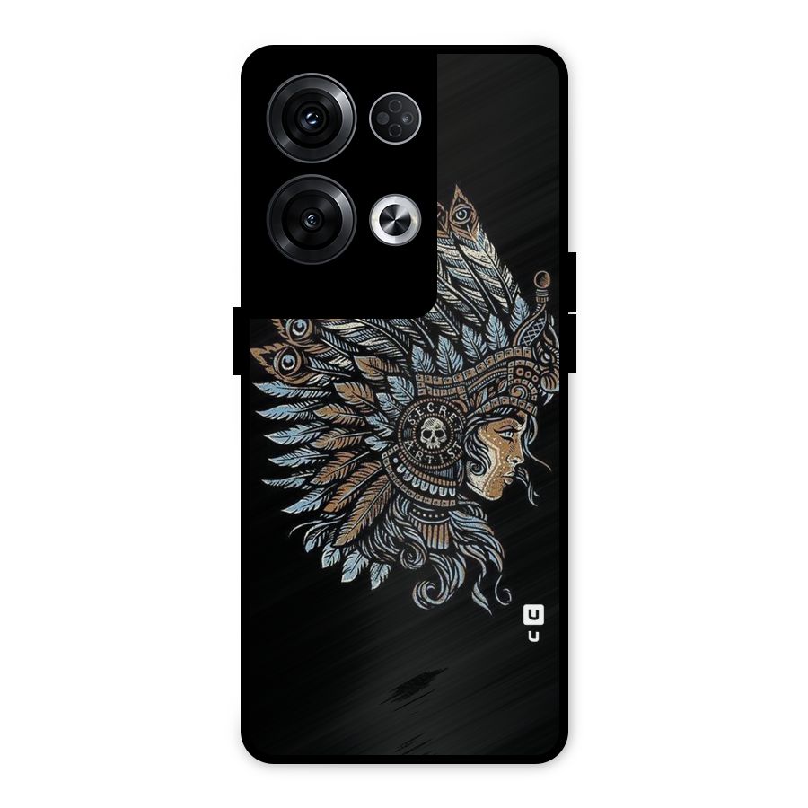 Tribal Design Metal Back Case for Oppo Reno8 Pro 5G