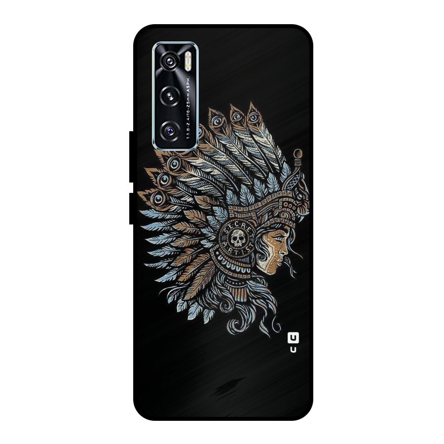 Tribal Design Metal Back Case for Vivo V20 SE