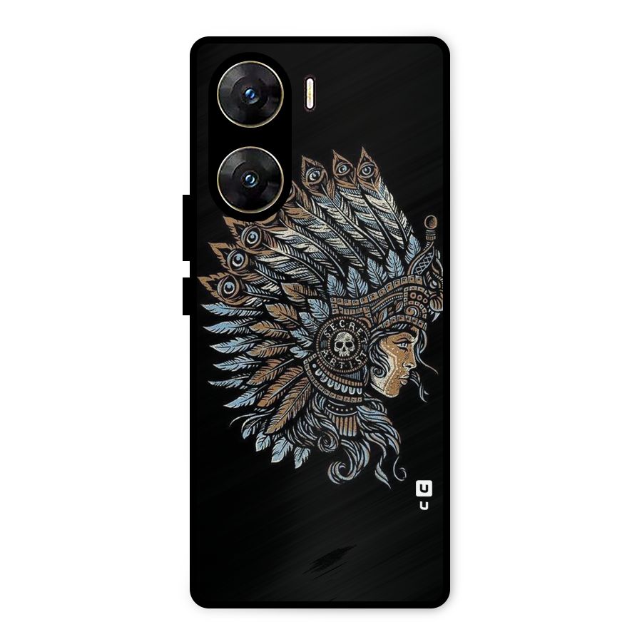 Tribal Design Metal Back Case for Vivo V29e