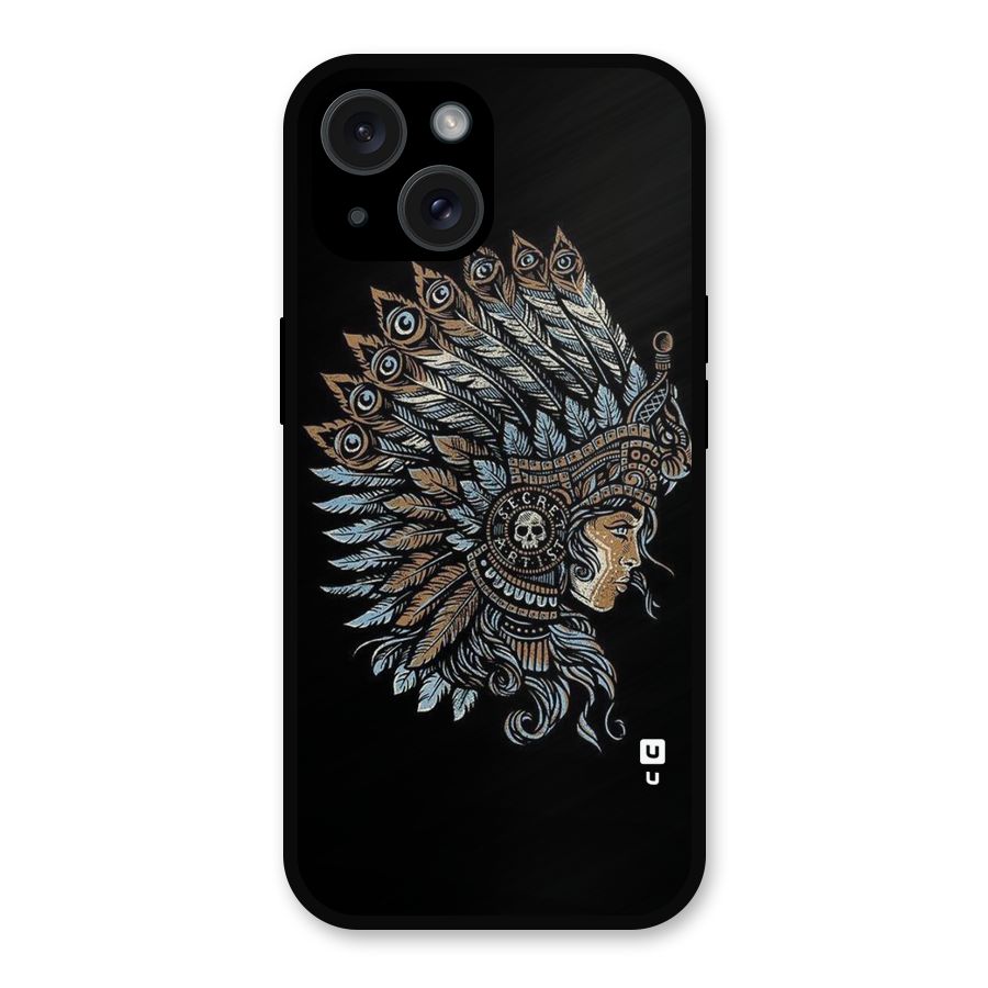Tribal Design Metal Back Case for iPhone 15