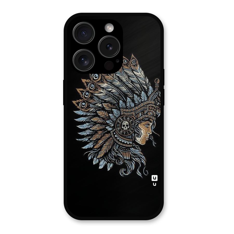 Tribal Design Metal Back Case for iPhone 15 Pro