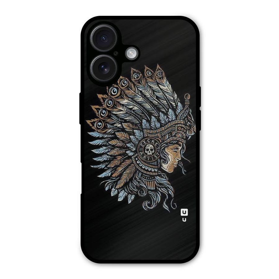 Tribal Design Metal Back Case for iPhone 16