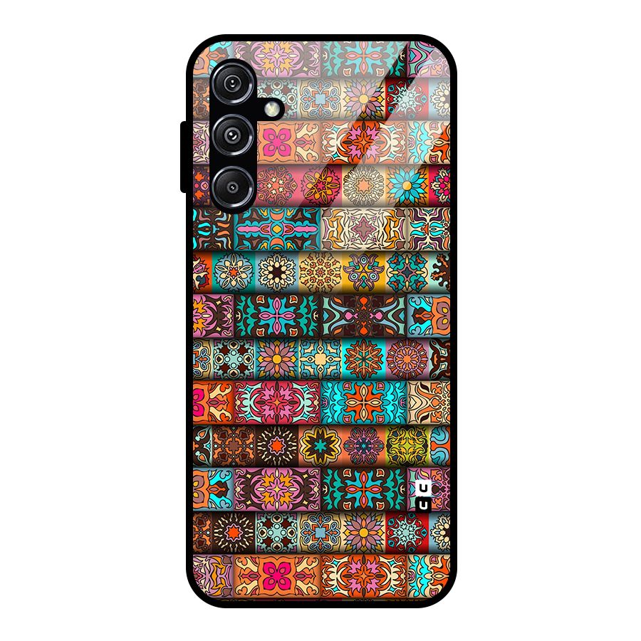 Tribal Seamless Pattern Vintage Decorative Glass Back Case for Galaxy M34 5G