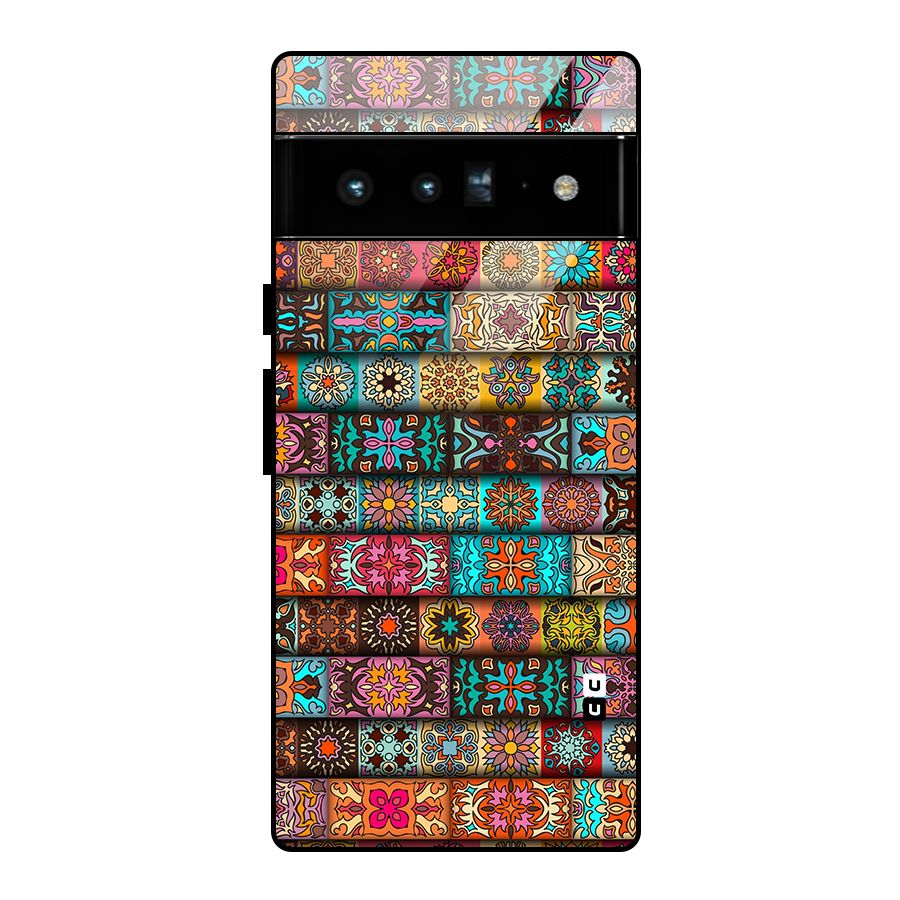 Tribal Seamless Pattern Vintage Decorative Glass Back Case for Google Pixel 6 Pro