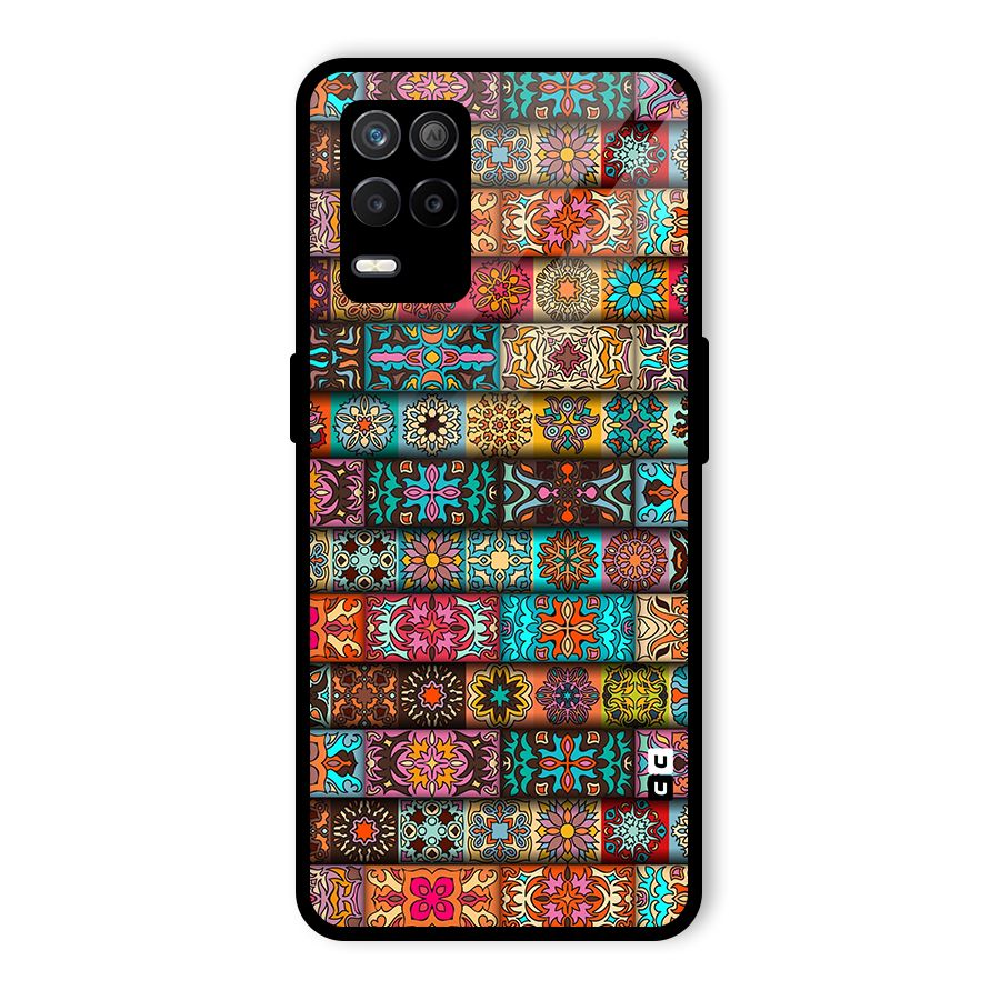 Tribal Seamless Pattern Vintage Decorative Glass Back Case for Realme 8s 5G