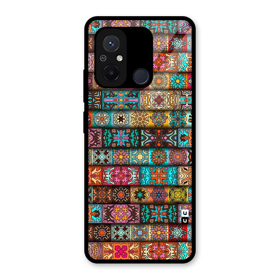 Tribal Seamless Pattern Vintage Decorative Glass Back Case for Redmi 12C