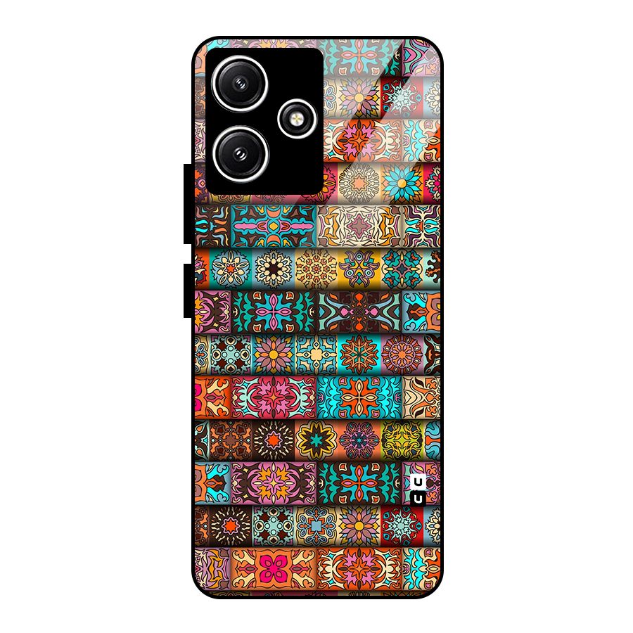 Tribal Seamless Pattern Vintage Decorative Glass Back Case for Redmi 12 5G