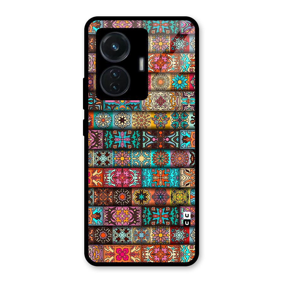 Tribal Seamless Pattern Vintage Decorative Glass Back Case for Vivo T1 44W