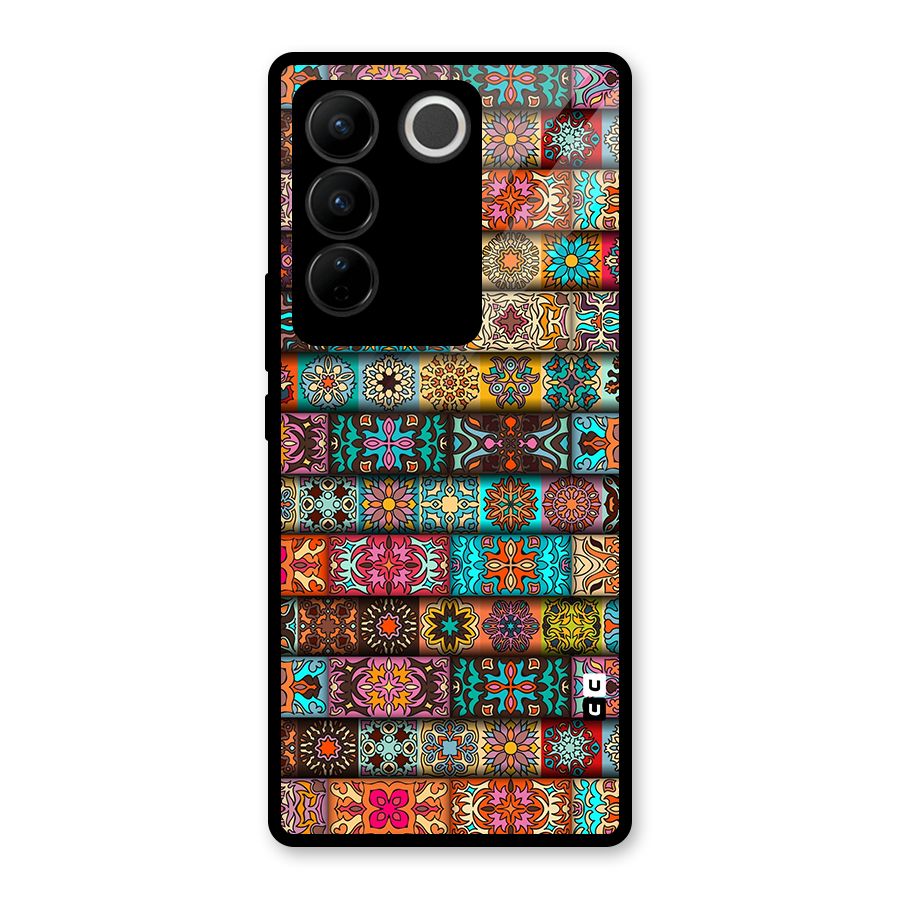 Tribal Seamless Pattern Vintage Decorative Glass Back Case for Vivo V27 Pro