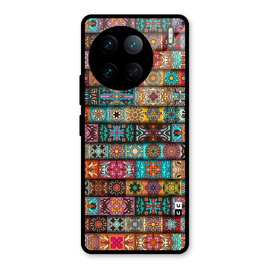Tribal Seamless Pattern Vintage Decorative Glass Back Case for Vivo X90 Pro