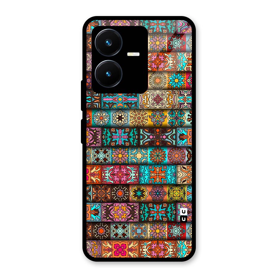 Tribal Seamless Pattern Vintage Decorative Glass Back Case for Vivo Y22s