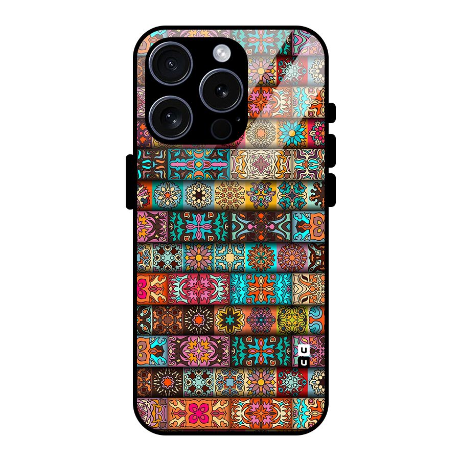 Tribal Seamless Pattern Vintage Decorative Glass Back Case for iPhone 15 Pro