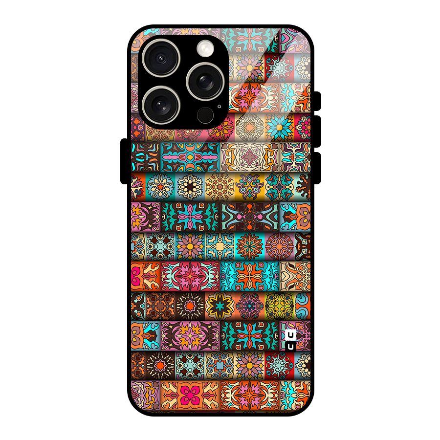 Tribal Seamless Pattern Vintage Decorative Glass Back Case for iPhone 15 Pro Max