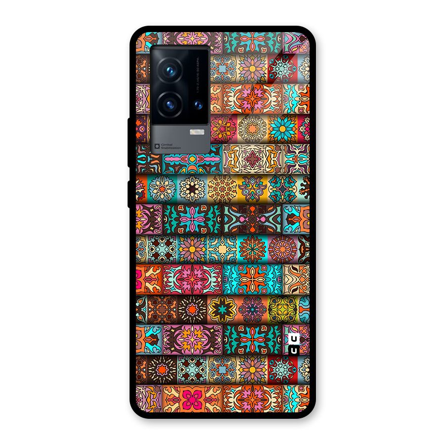 Tribal Seamless Pattern Vintage Decorative Glass Back Case for iQOO 9 5G