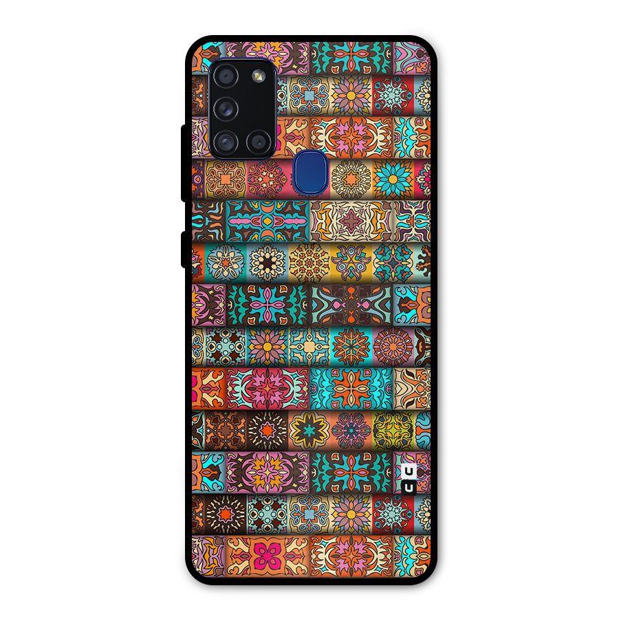 Tribal Seamless Pattern Vintage Decorative Metal Back Case for Galaxy A21s