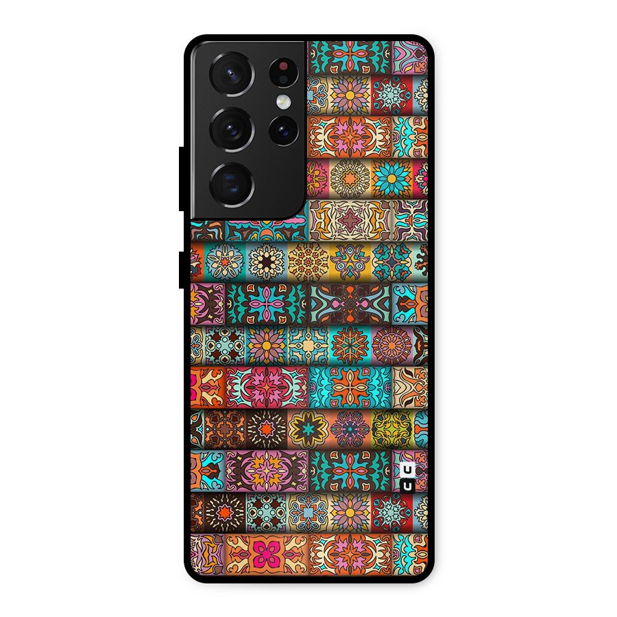 Tribal Seamless Pattern Vintage Decorative Metal Back Case for Galaxy S21 Ultra 5G