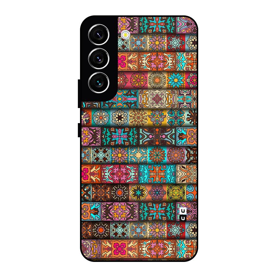 Tribal Seamless Pattern Vintage Decorative Metal Back Case for Galaxy S22 5G