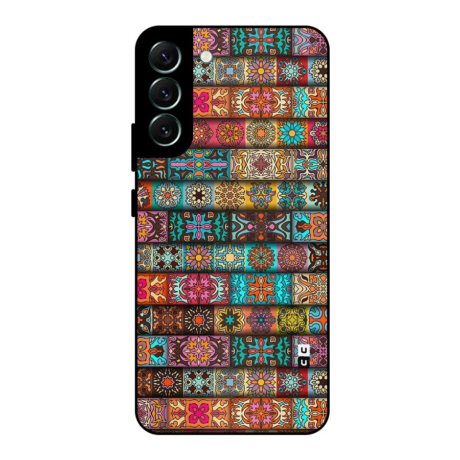 Tribal Seamless Pattern Vintage Decorative Metal Back Case for Galaxy S22 Plus 5G