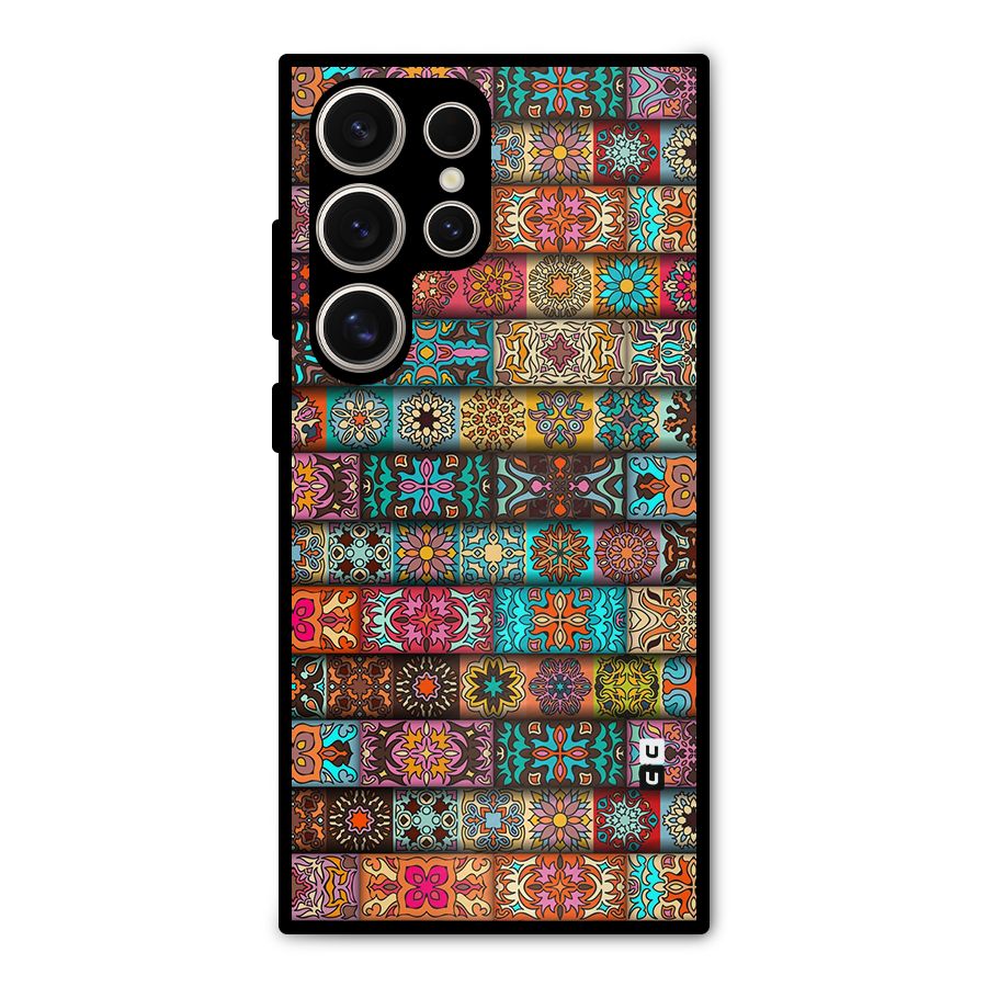 Tribal Seamless Pattern Vintage Decorative Metal Back Case for Galaxy S24 Ultra