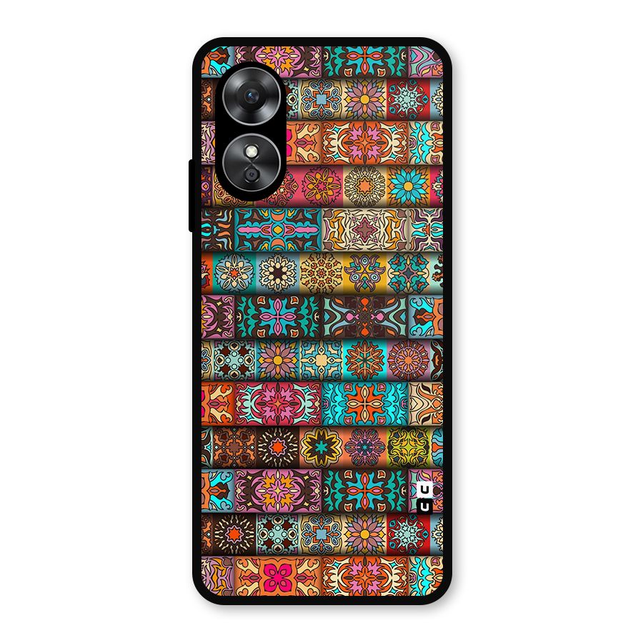 Tribal Seamless Pattern Vintage Decorative Metal Back Case for Oppo A17