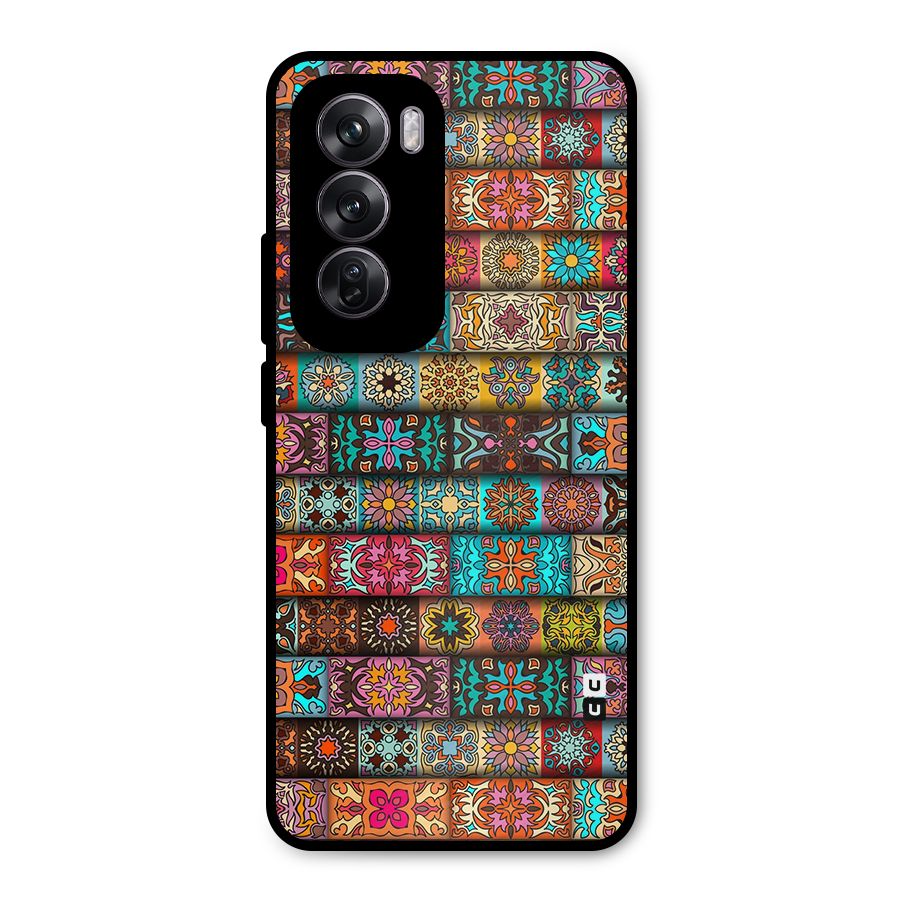 Tribal Seamless Pattern Vintage Decorative Metal Back Case for Oppo Reno12 Pro