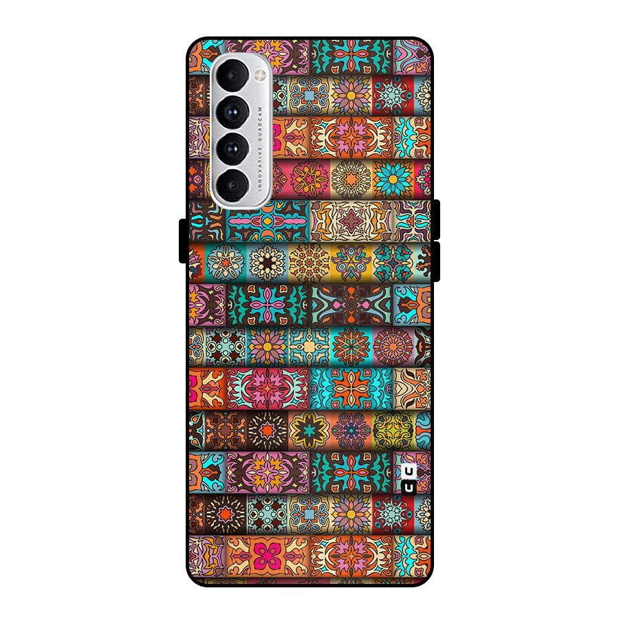 Tribal Seamless Pattern Vintage Decorative Metal Back Case for Oppo Reno4 Pro