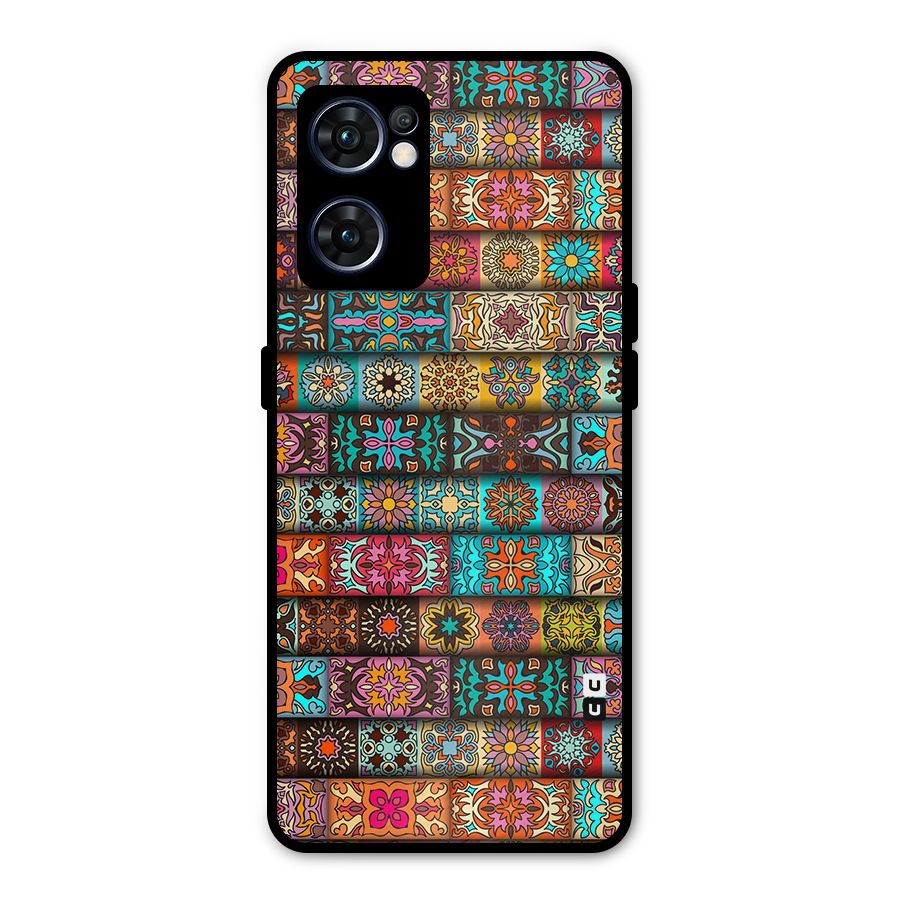 Tribal Seamless Pattern Vintage Decorative Metal Back Case for Oppo Reno7 5G